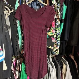 Striped Burgundy and Blue Dress